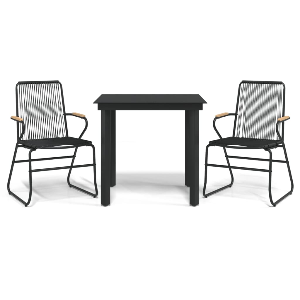 Set da Pranzo da Giardino 3 pz Nero in Rattan PVC - homemem39