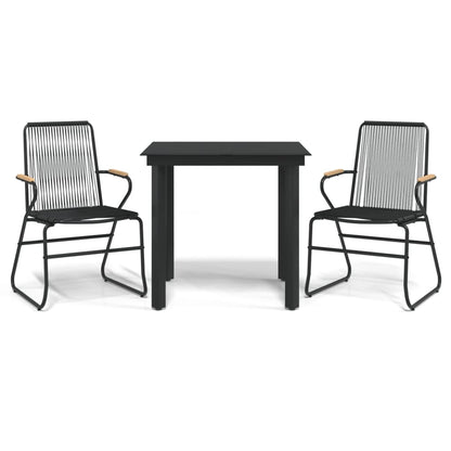 Set da Pranzo da Giardino 3 pz Nero in Rattan PVC - homemem39