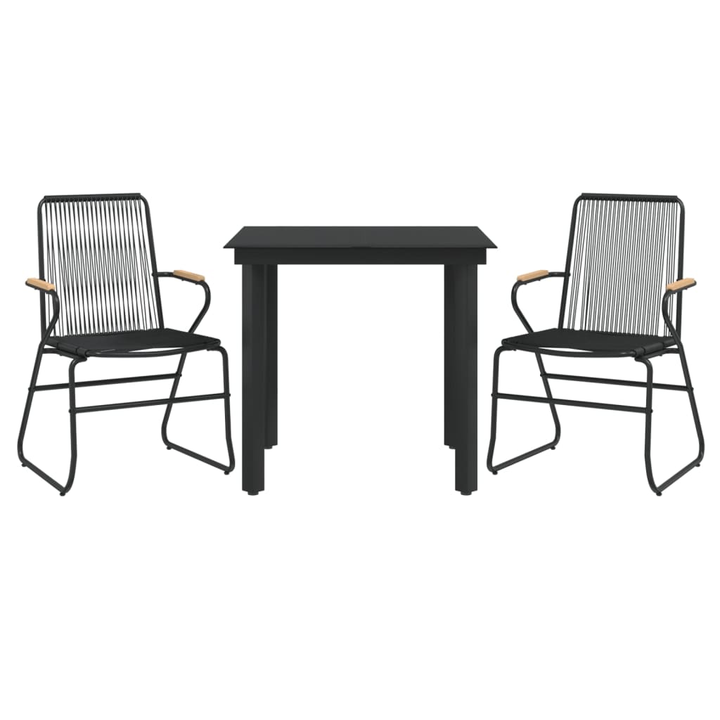 Set da Pranzo da Giardino 3 pz Nero in Rattan PVC - homemem39
