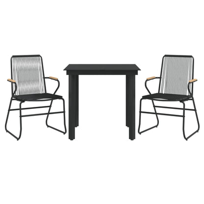 Set da Pranzo da Giardino 3 pz Nero in Rattan PVC - homemem39