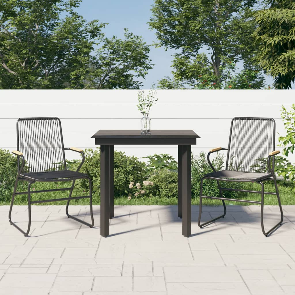 Set da Pranzo da Giardino 3 pz Nero in Rattan PVC - homemem39