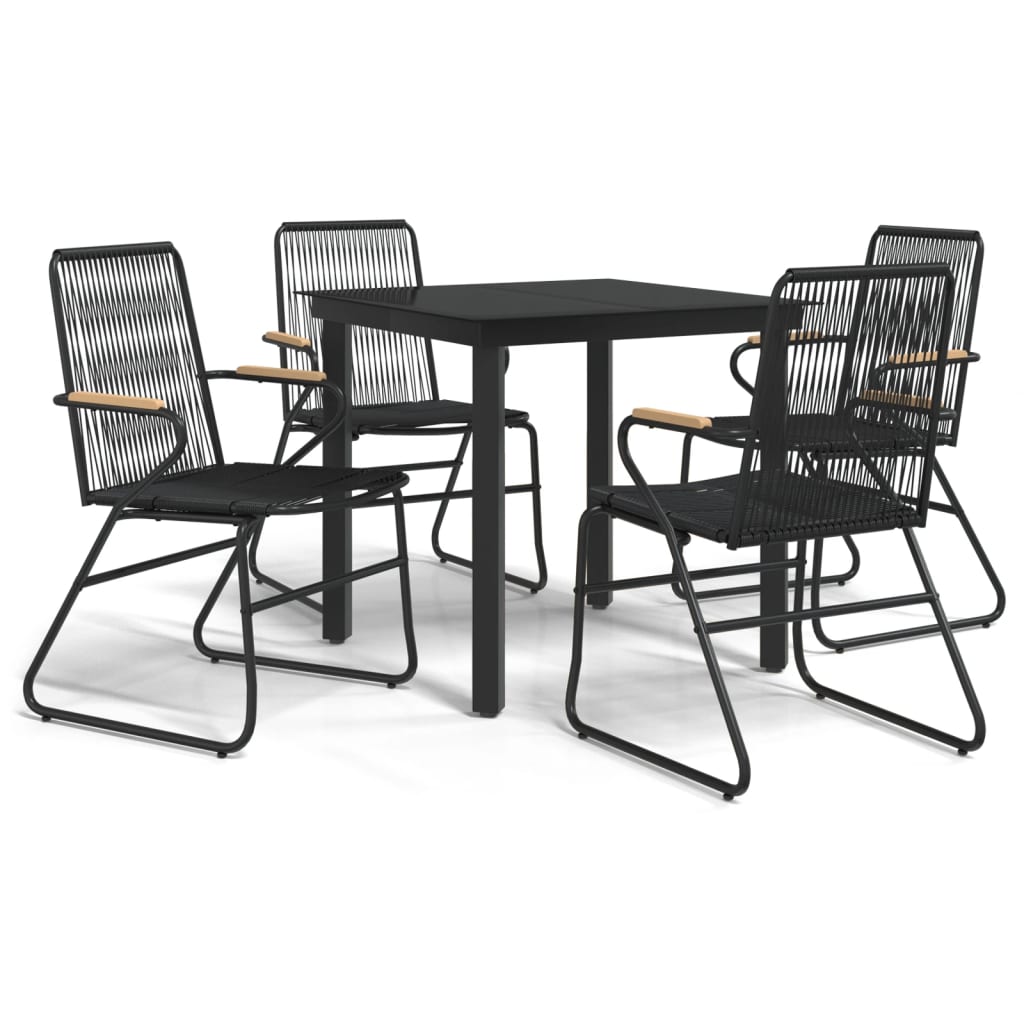 Set da Pranzo da Giardino 5 pz Nero in Rattan PVC | homemem39