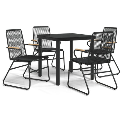 Set da Pranzo da Giardino 5 pz Nero in Rattan PVC | homemem39