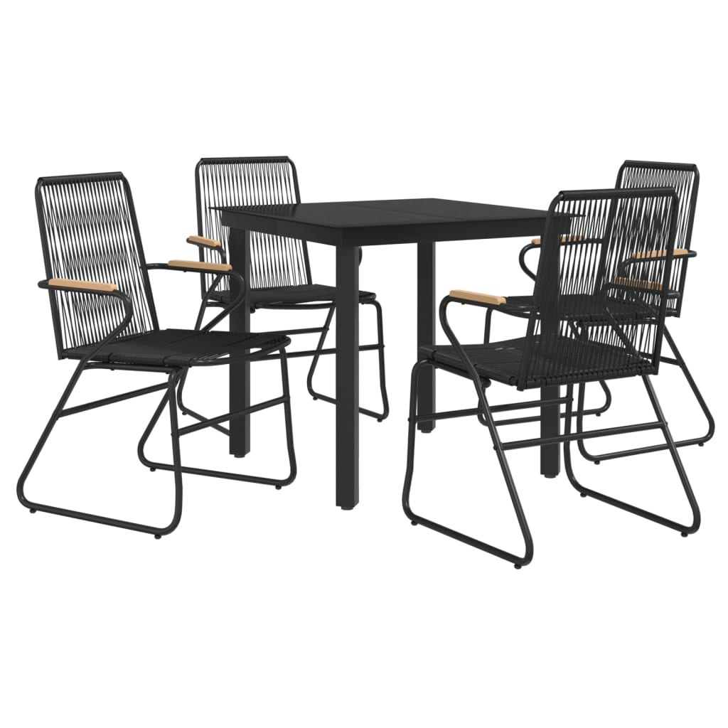 Set da Pranzo da Giardino 5 pz Nero in Rattan PVC | homemem39