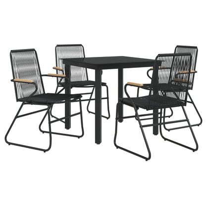 Set da Pranzo da Giardino 5 pz Nero in Rattan PVC | homemem39