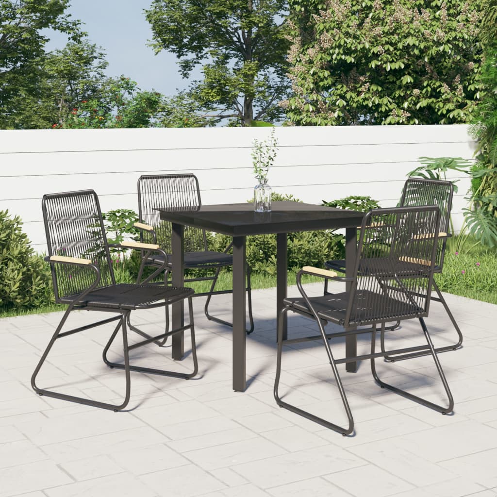 Set da Pranzo da Giardino 5 pz Nero in Rattan PVC - homemem39