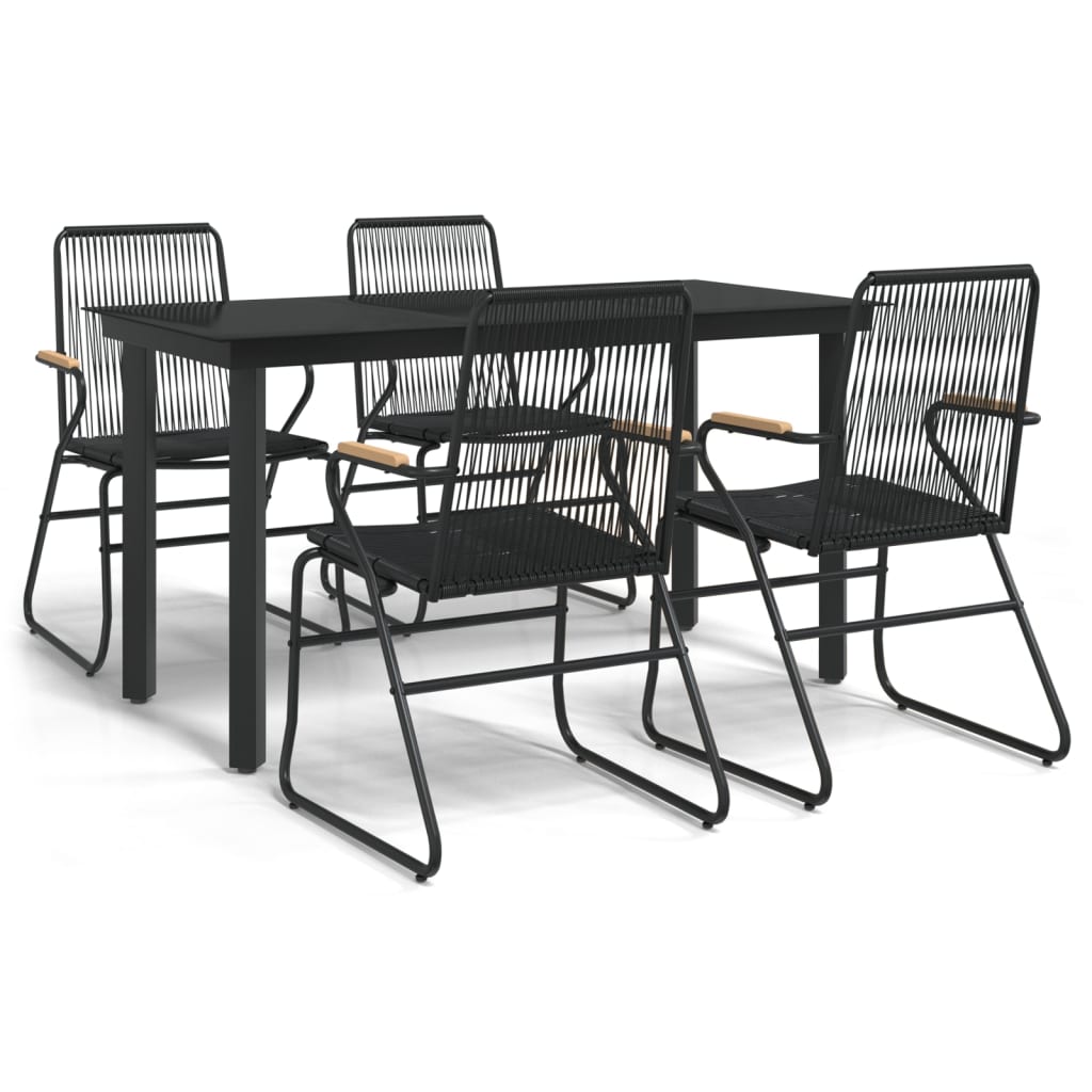 Set da Pranzo da Giardino 5 pz Nero in Rattan PVC | homemem39
