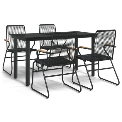 Set da Pranzo da Giardino 5 pz Nero in Rattan PVC | homemem39