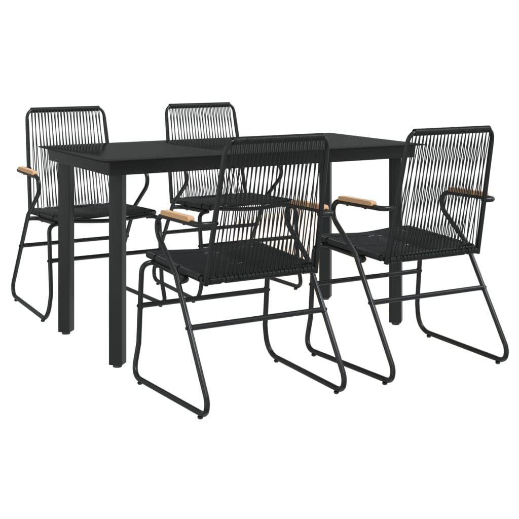 Set da Pranzo da Giardino 5 pz Nero in Rattan PVC | homemem39