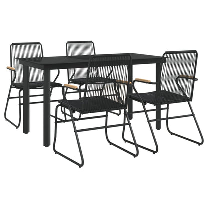 Set da Pranzo da Giardino 5 pz Nero in Rattan PVC - homemem39