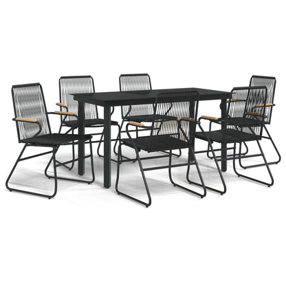Set da Pranzo da Giardino 7 pz Nero in Rattan PVC | homemem39