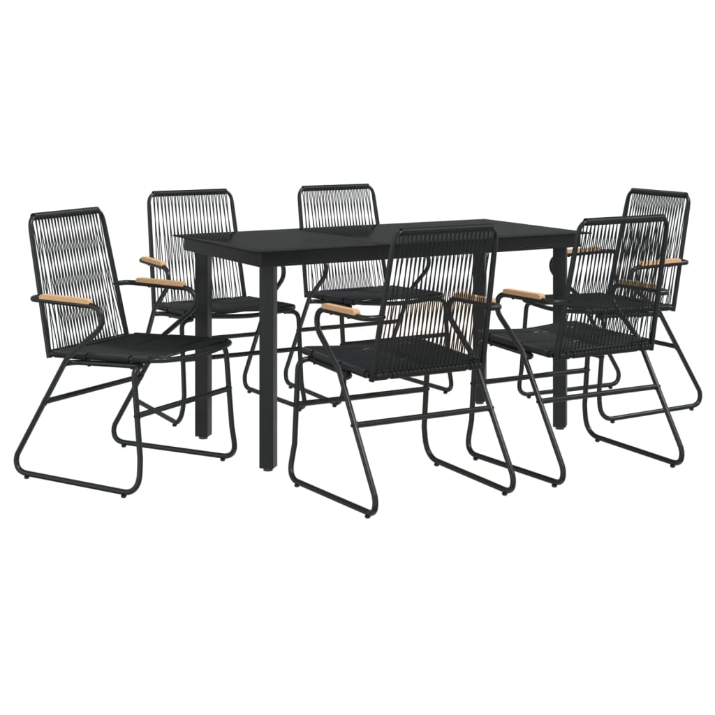 Set da Pranzo da Giardino 7 pz Nero in Rattan PVC | homemem39