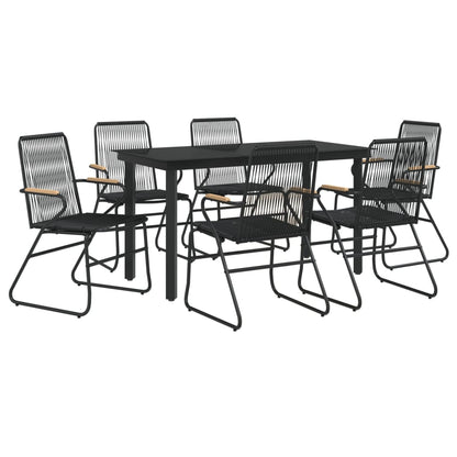 Set da Pranzo da Giardino 7 pz Nero in Rattan PVC | homemem39