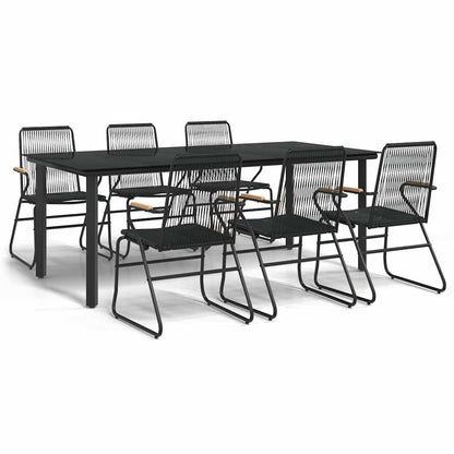 Set da Pranzo da Giardino 7 pz Nero in Rattan PVC | homemem39