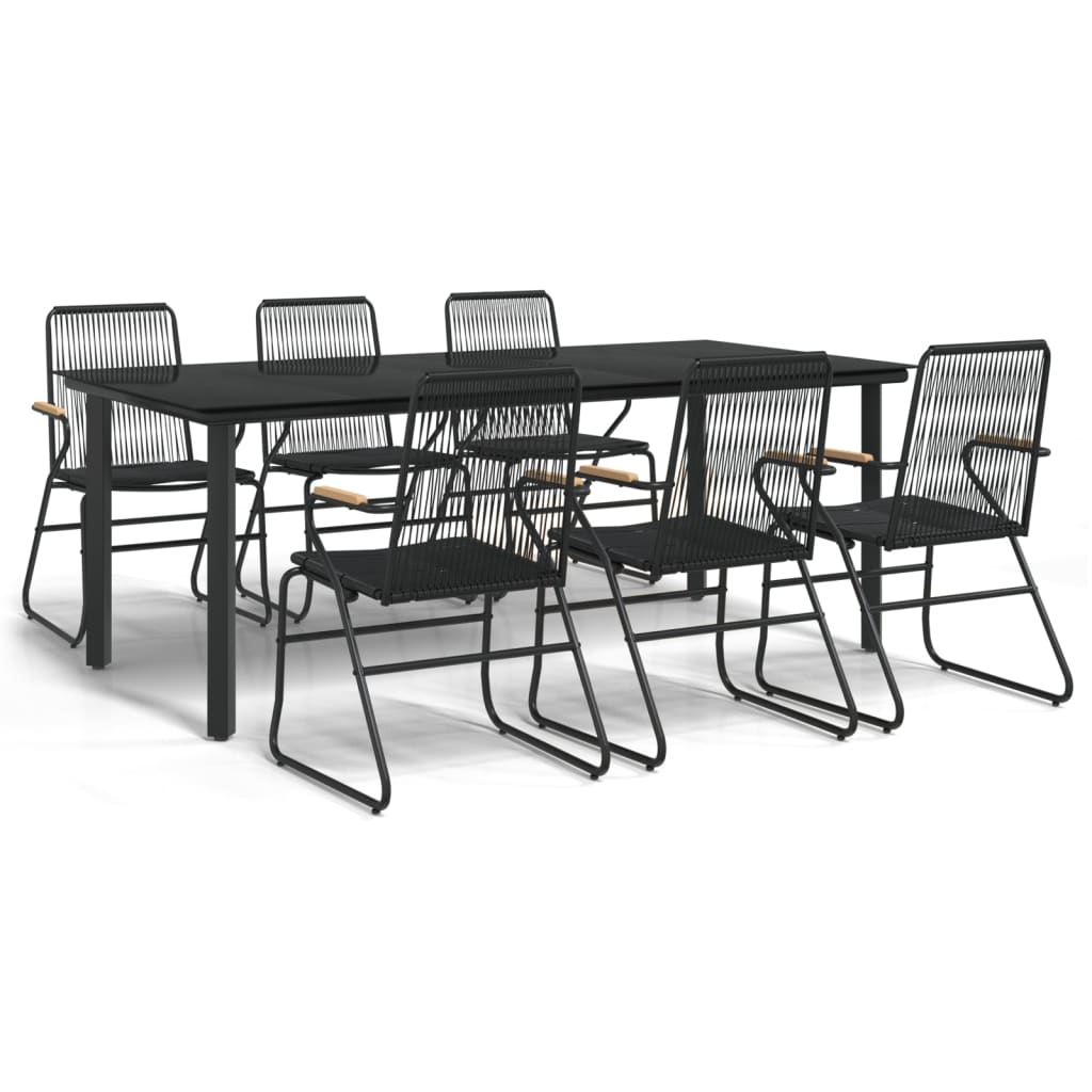 Set da Pranzo da Giardino 7 pz Nero in Rattan PVC - homemem39