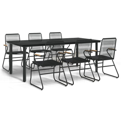 Set da Pranzo da Giardino 7 pz Nero in Rattan PVC - homemem39