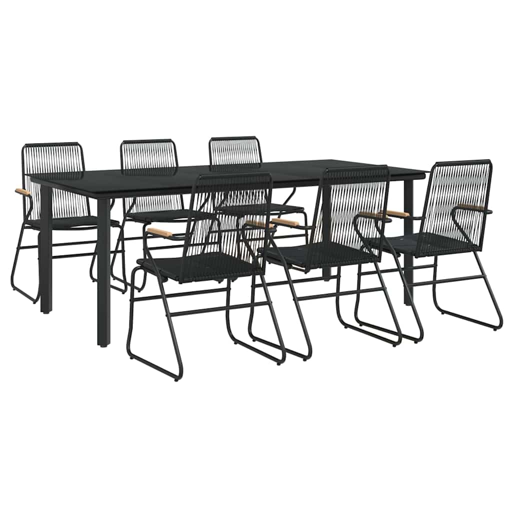 Set da Pranzo da Giardino 7 pz Nero in Rattan PVC | homemem39