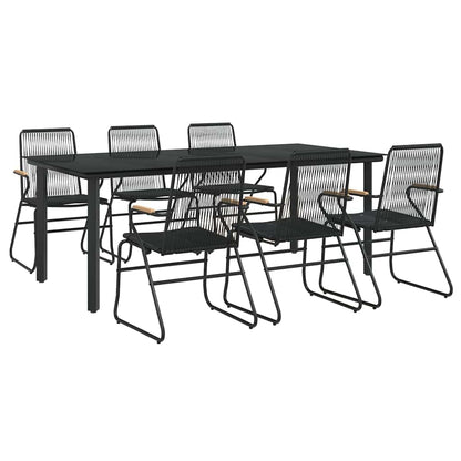 Set da Pranzo da Giardino 7 pz Nero in Rattan PVC | homemem39