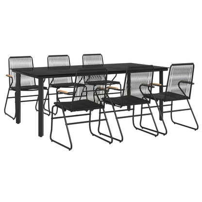 Set da Pranzo da Giardino 7 pz Nero in Rattan PVC - homemem39