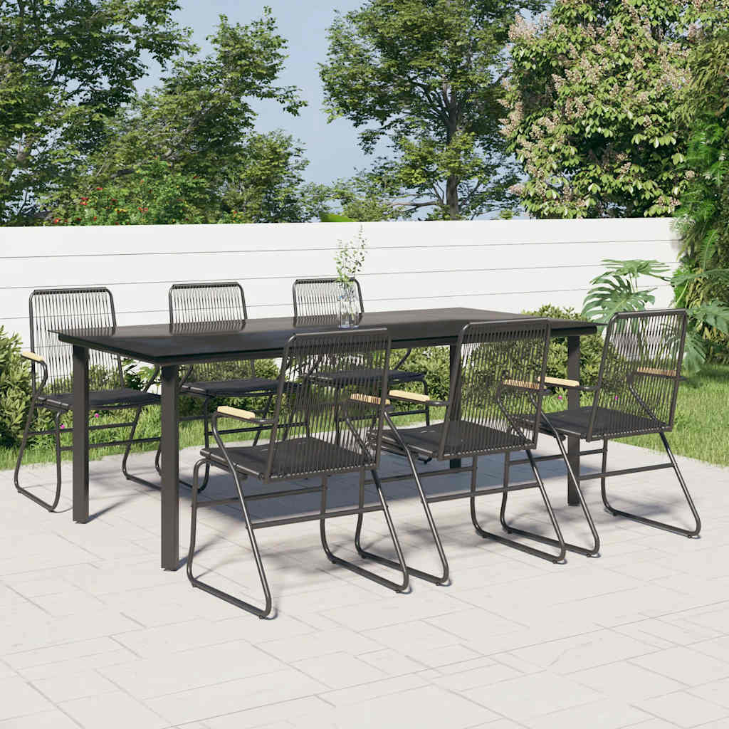 Set da Pranzo da Giardino 7 pz Nero in Rattan PVC | homemem39