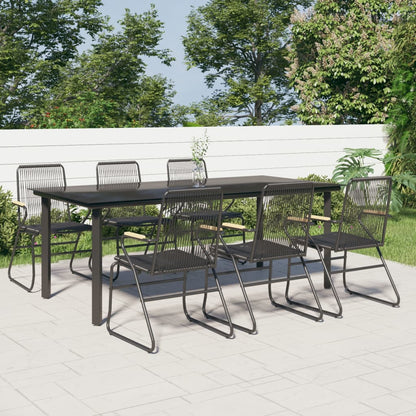 Set da Pranzo da Giardino 7 pz Nero in Rattan PVC - homemem39