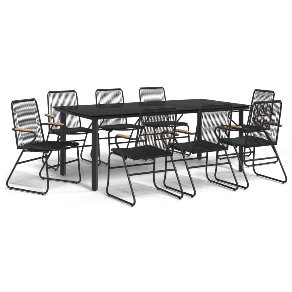 Set da Pranzo da Giardino 9 pz Nero in Rattan PVC | homemem39