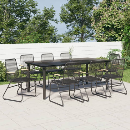 Set da Pranzo da Giardino 9 pz Nero in Rattan PVC | homemem39