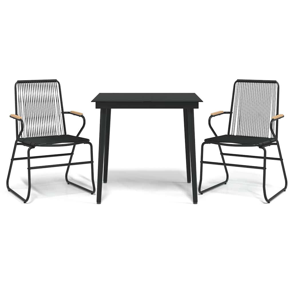 Set da Pranzo da Giardino 3 pz Nero in Rattan PVC | homemem39