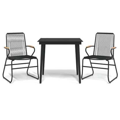 Set da Pranzo da Giardino 3 pz Nero in Rattan PVC | homemem39