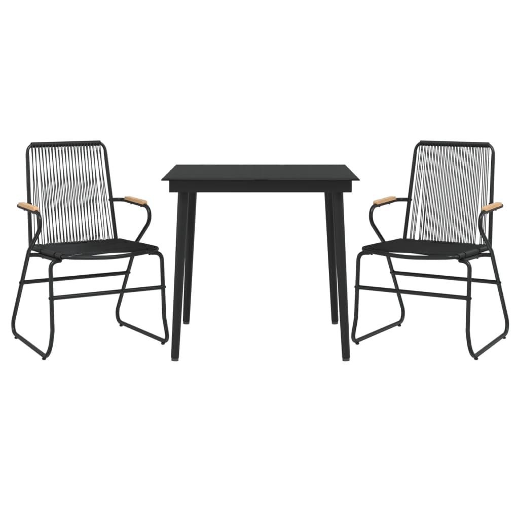 Set da Pranzo da Giardino 3 pz Nero in Rattan PVC | homemem39