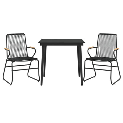 Set da Pranzo da Giardino 3 pz Nero in Rattan PVC | homemem39