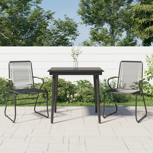 Set da Pranzo da Giardino 3 pz Nero in Rattan PVC - homemem39