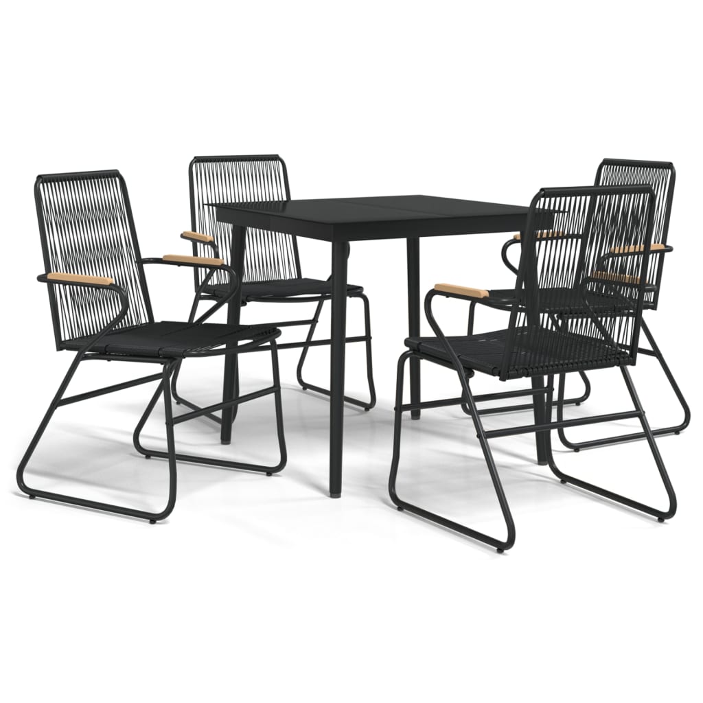Set da Pranzo da Giardino 5 pz Nero in Rattan PVC | homemem39