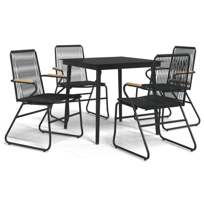 Set da Pranzo da Giardino 5 pz Nero in Rattan PVC | homemem39