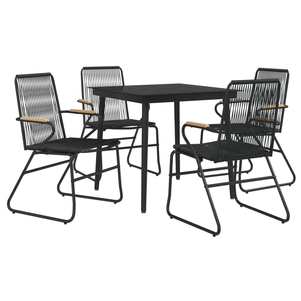 Set da Pranzo da Giardino 5 pz Nero in Rattan PVC | homemem39