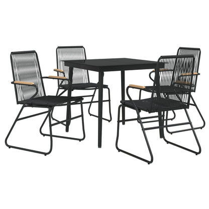 Set da Pranzo da Giardino 5 pz Nero in Rattan PVC | homemem39