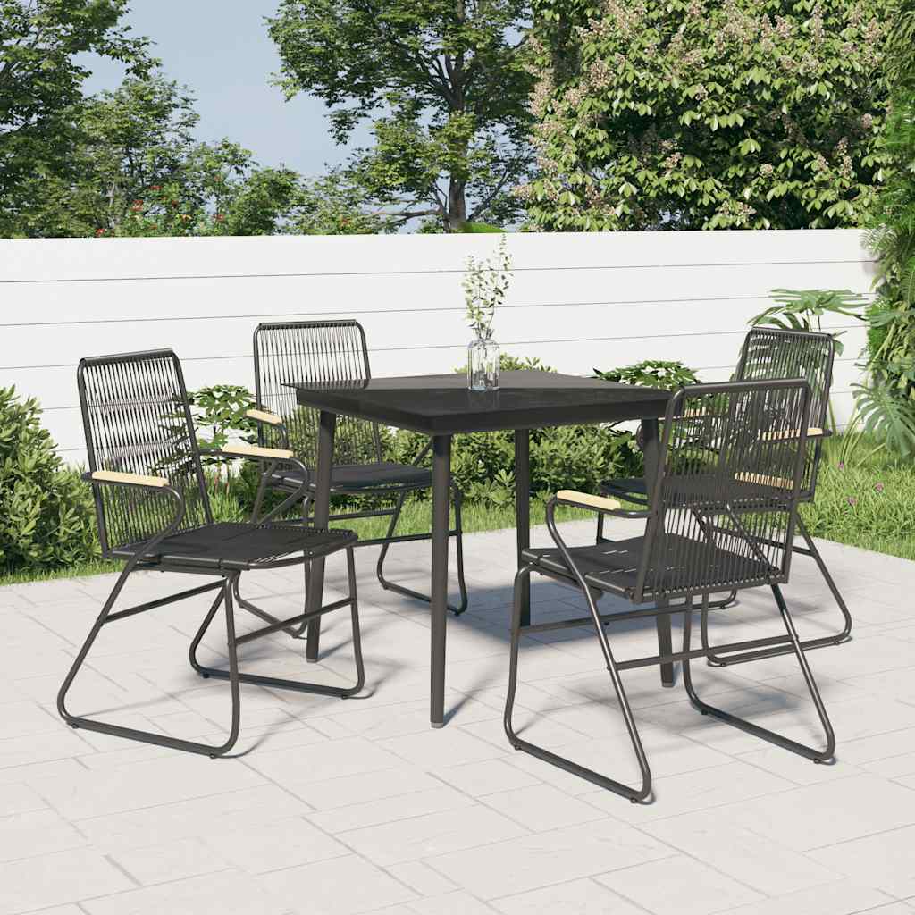 Set da Pranzo da Giardino 5 pz Nero in Rattan PVC | homemem39