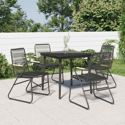 Set da Pranzo da Giardino 5 pz Nero in Rattan PVC | homemem39