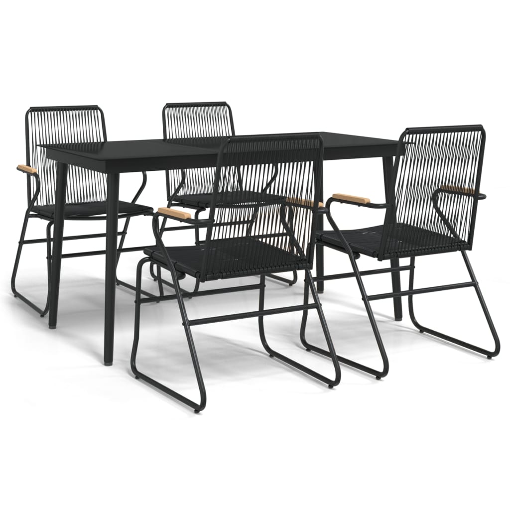 Set da Pranzo da Giardino 5 pz Nero in Rattan PVC | homemem39