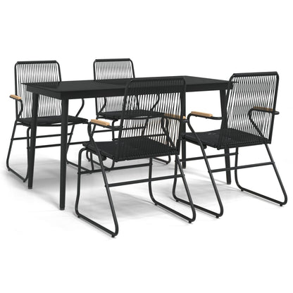 Set da Pranzo da Giardino 5 pz Nero in Rattan PVC | homemem39