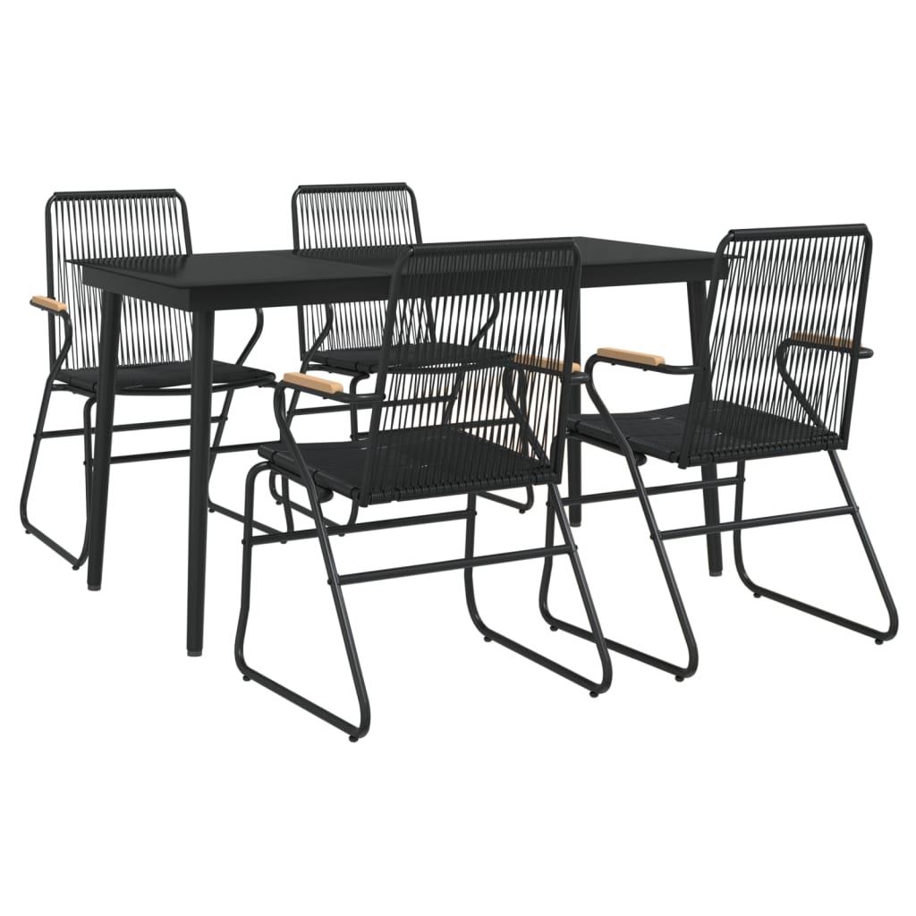 Set da Pranzo da Giardino 5 pz Nero in Rattan PVC | homemem39