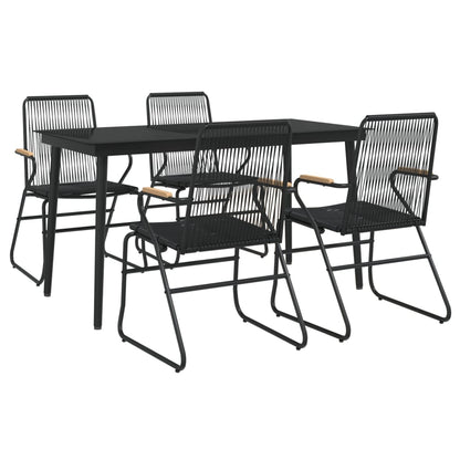 Set da Pranzo da Giardino 5 pz Nero in Rattan PVC | homemem39