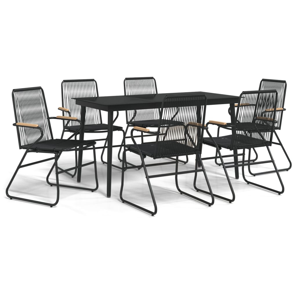 Set da Pranzo da Giardino 7 pz Nero in Rattan PVC | homemem39