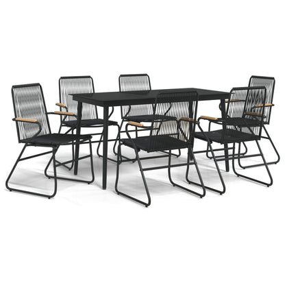 Set da Pranzo da Giardino 7 pz Nero in Rattan PVC | homemem39