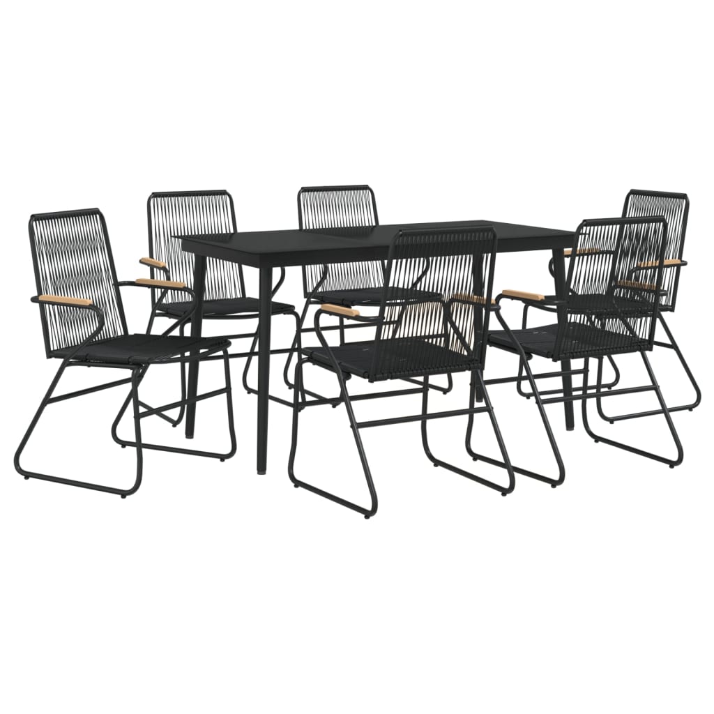 Set da Pranzo da Giardino 7 pz Nero in Rattan PVC - homemem39
