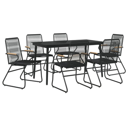Set da Pranzo da Giardino 7 pz Nero in Rattan PVC - homemem39