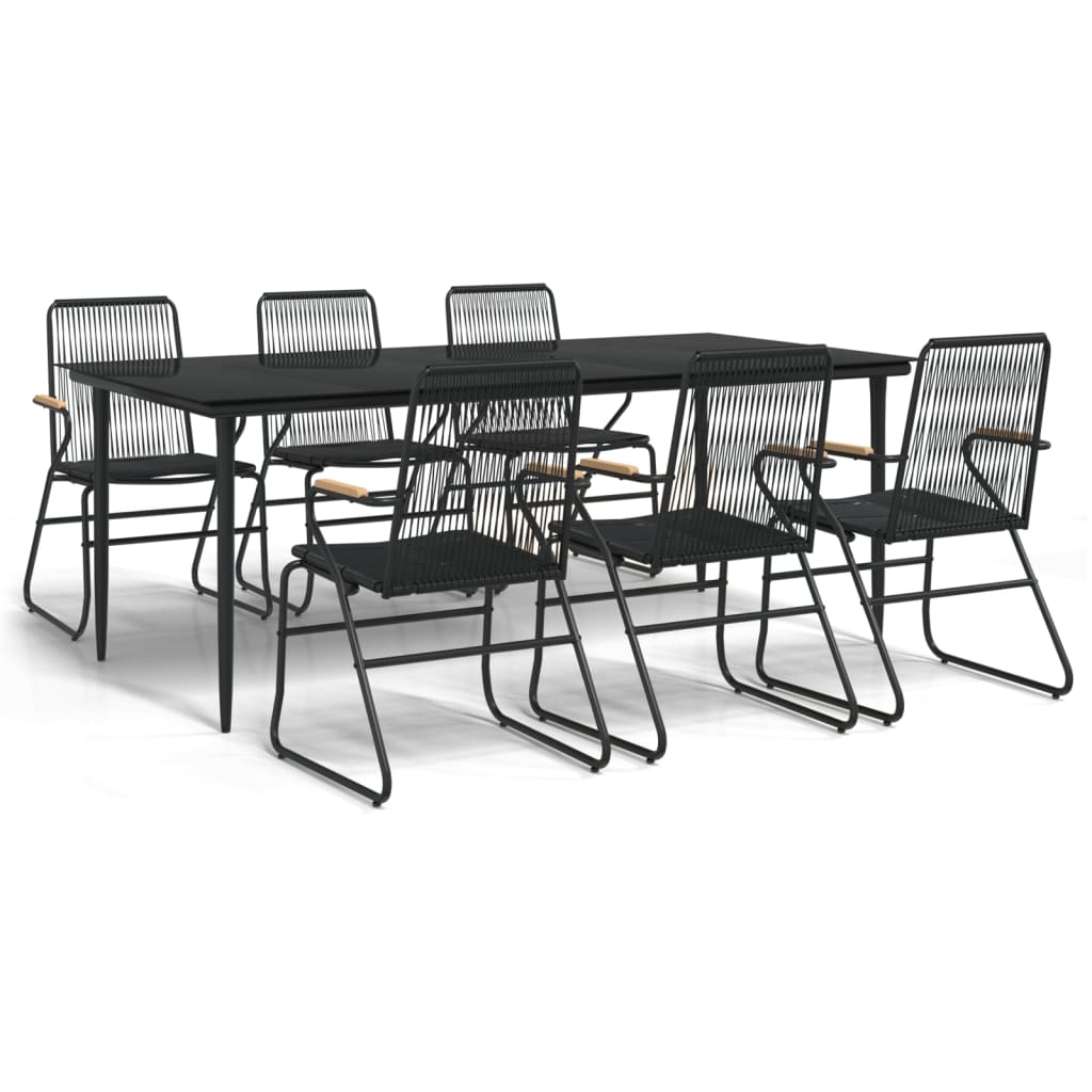 Set da Pranzo da Giardino 7 pz Nero in Rattan PVC | homemem39