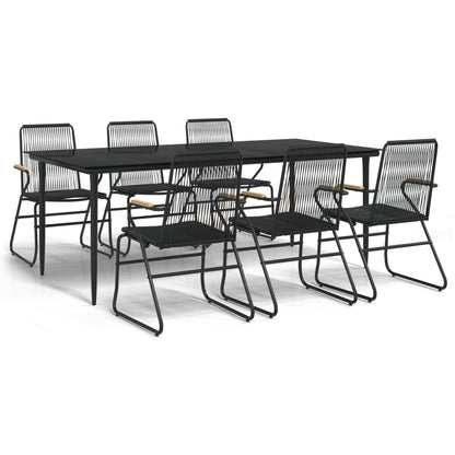 Set da Pranzo da Giardino 7 pz Nero in Rattan PVC | homemem39