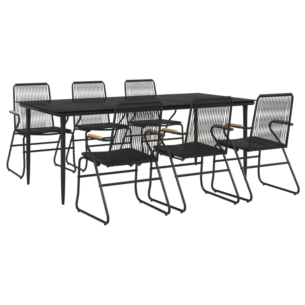 Set da Pranzo da Giardino 7 pz Nero in Rattan PVC | homemem39