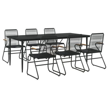 Set da Pranzo da Giardino 7 pz Nero in Rattan PVC | homemem39